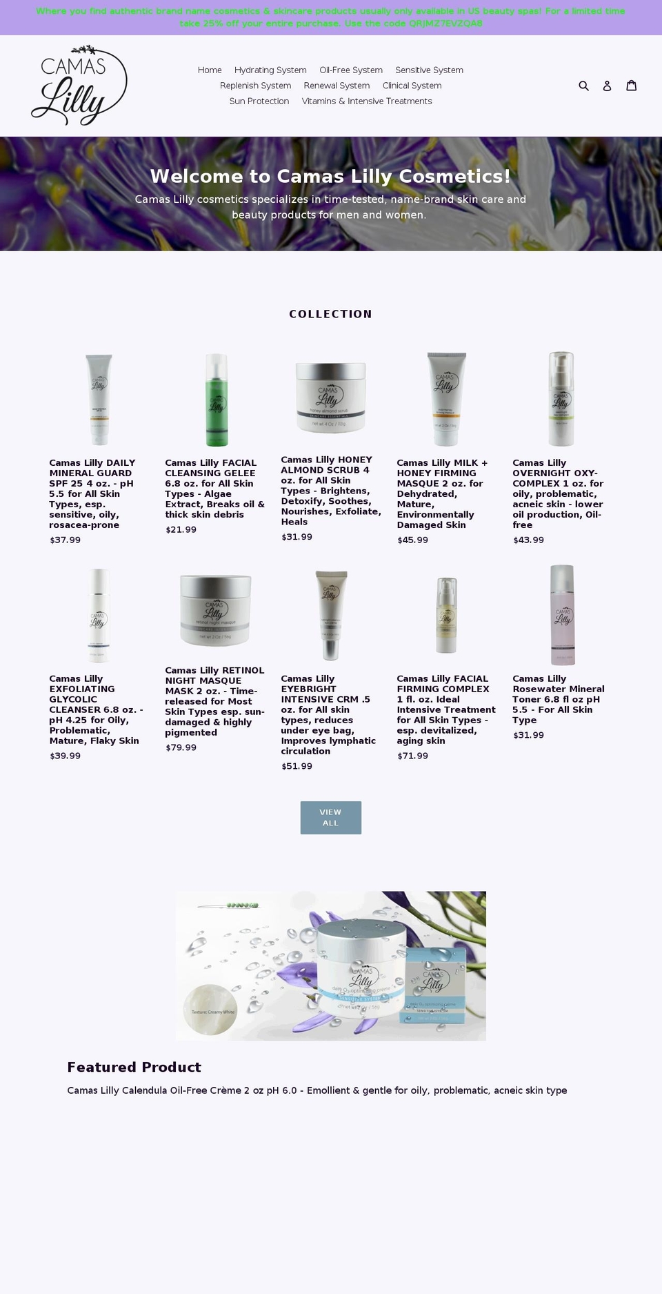 camaslilly.com — Shopify storefront screenshot