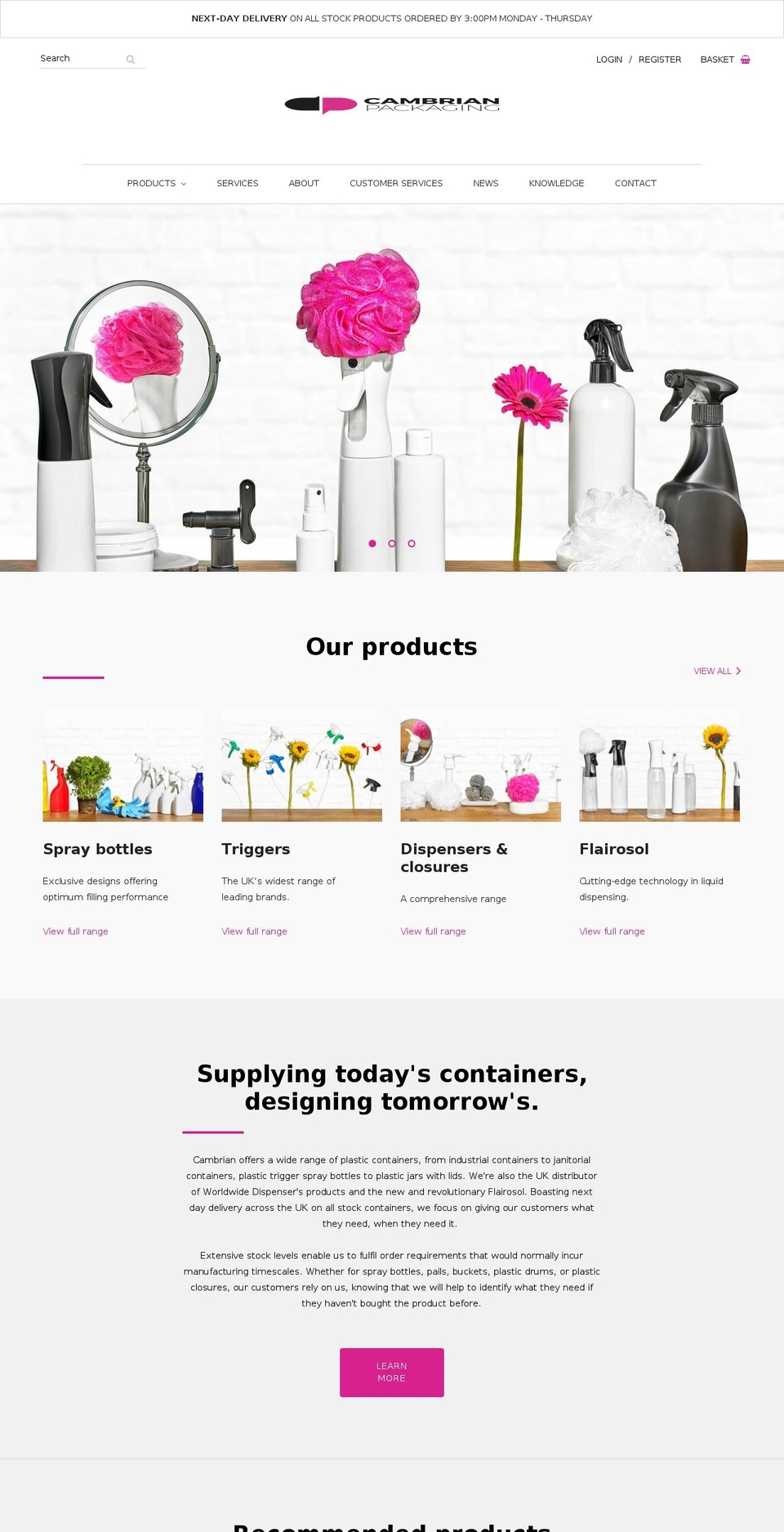 cambrianpackaging.co.uk shopify website screenshot