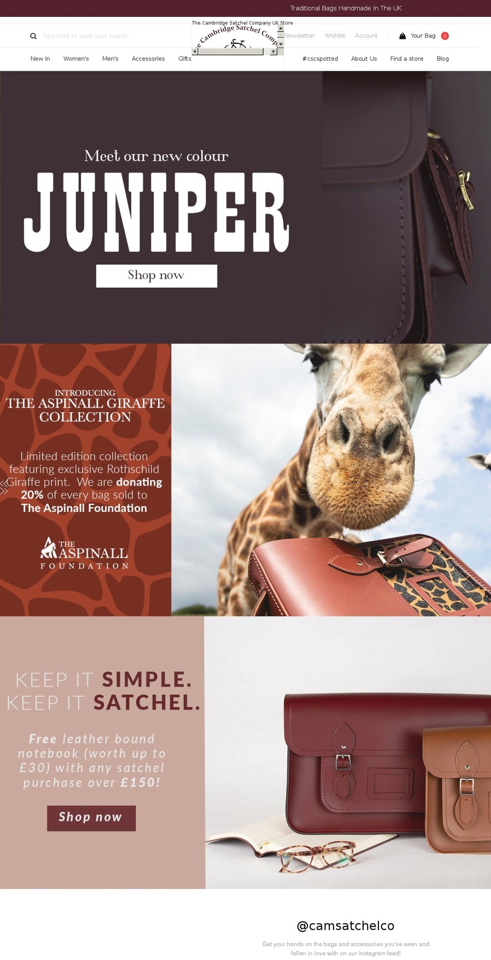 cambridge-satchel-company.org shopify website screenshot