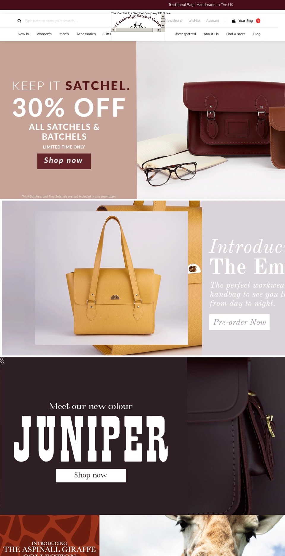 cambridge-satchel-store.com shopify website screenshot