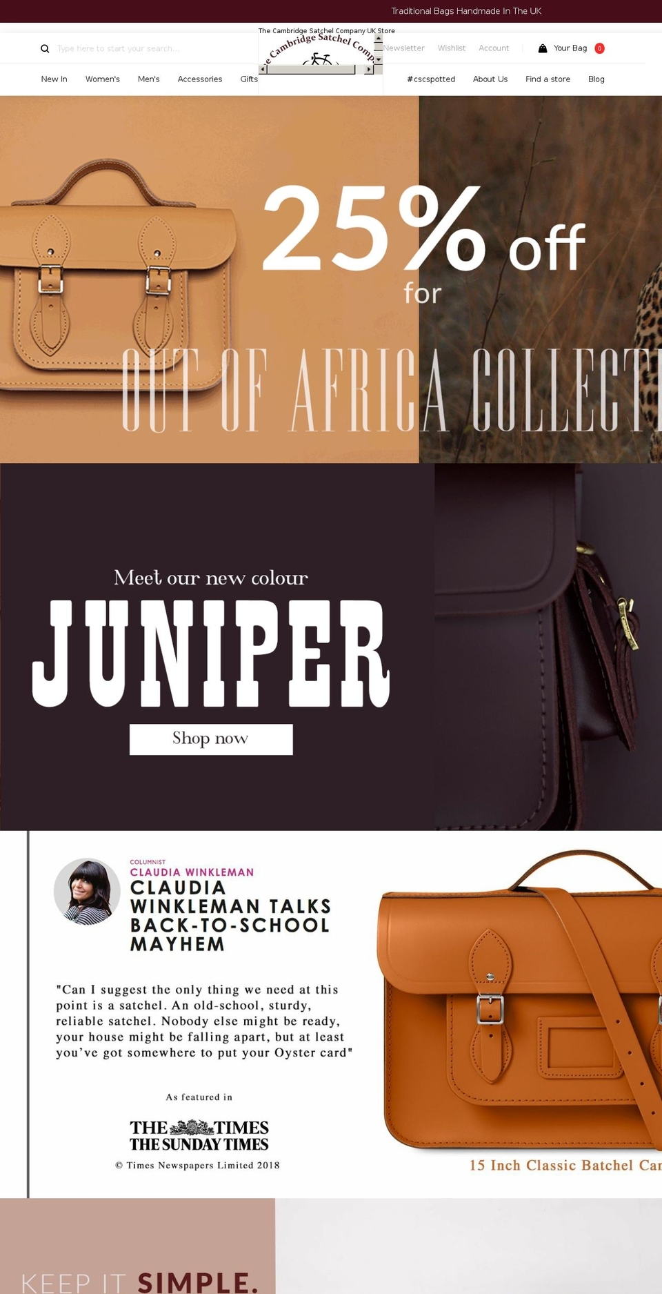 cambridge-satchel.us shopify website screenshot