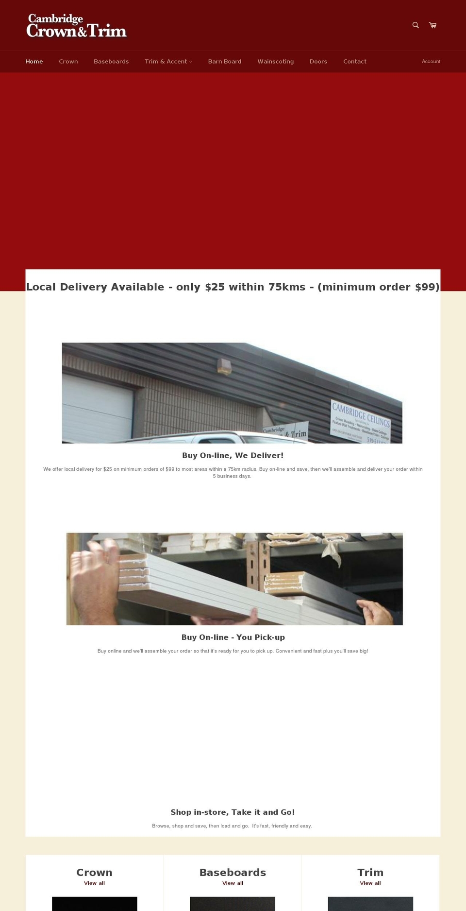 cambridgecrownandtrim.ca shopify website screenshot