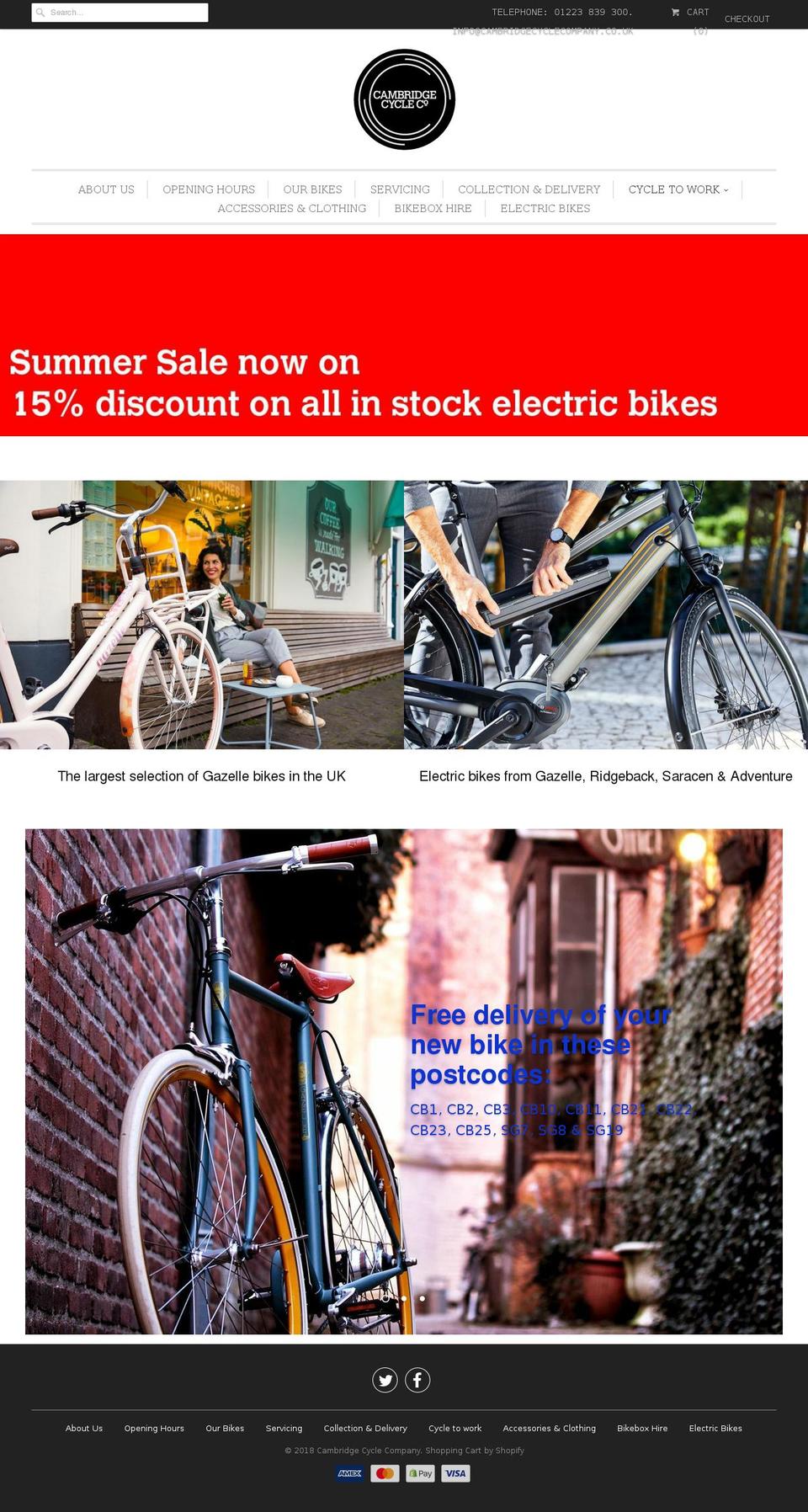 cambridgecyclecompany.co.uk shopify website screenshot