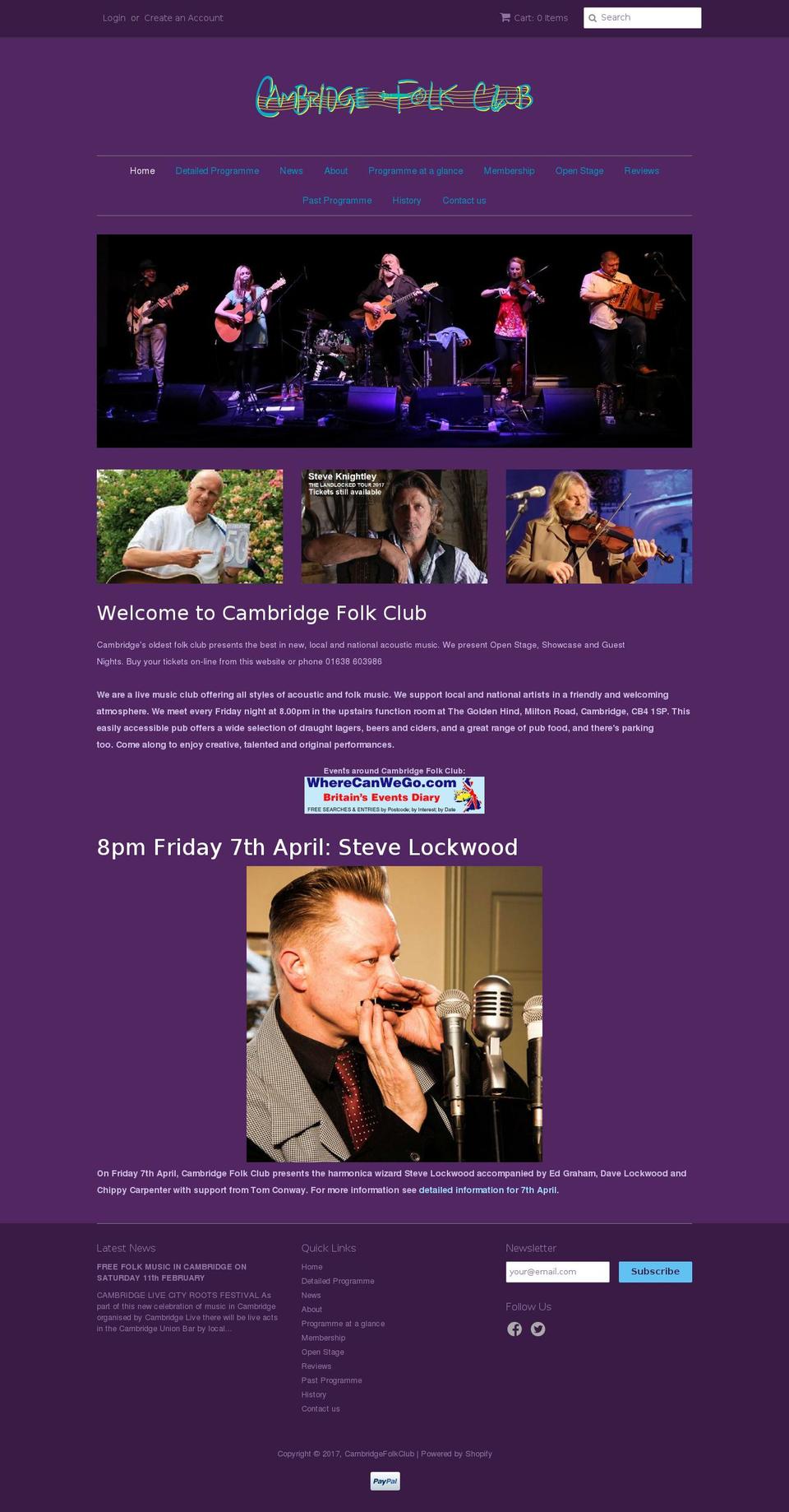 cambridgefolkclub.org shopify website screenshot