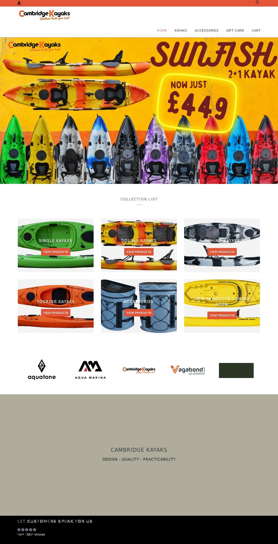 cambridgekayaks.co.uk shopify website screenshot