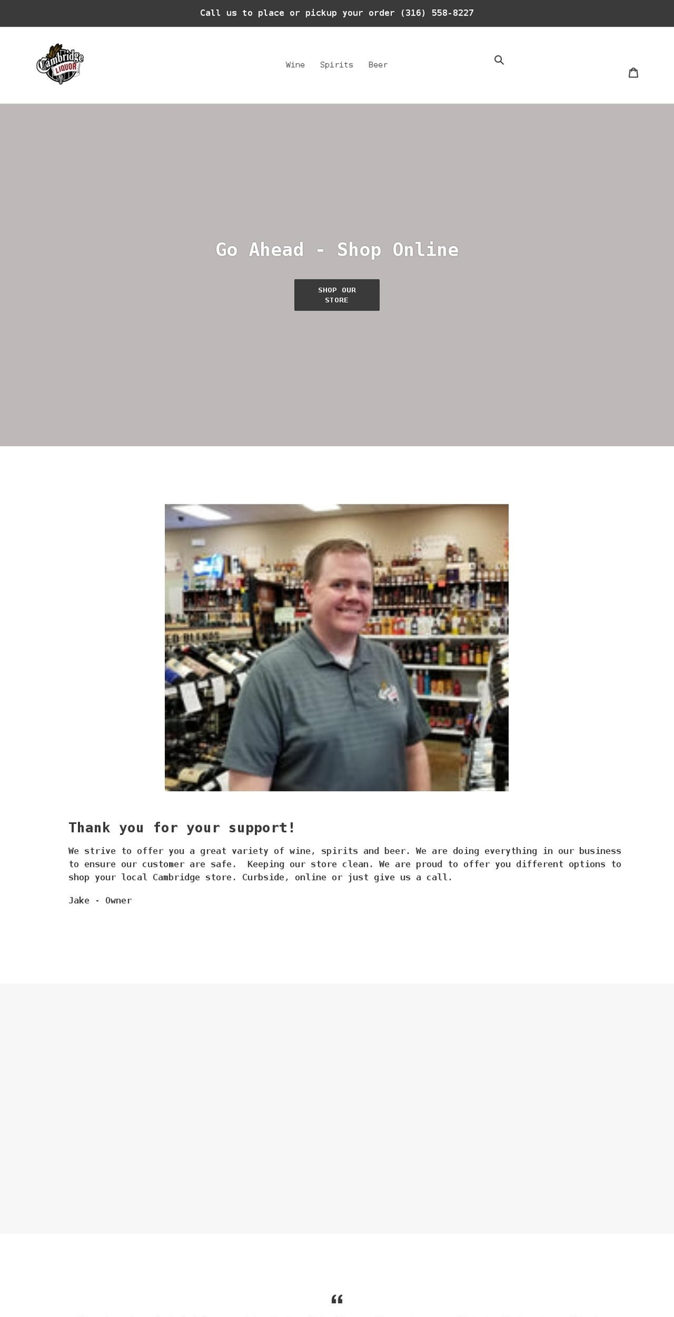 cambridgeliquor.com shopify website screenshot