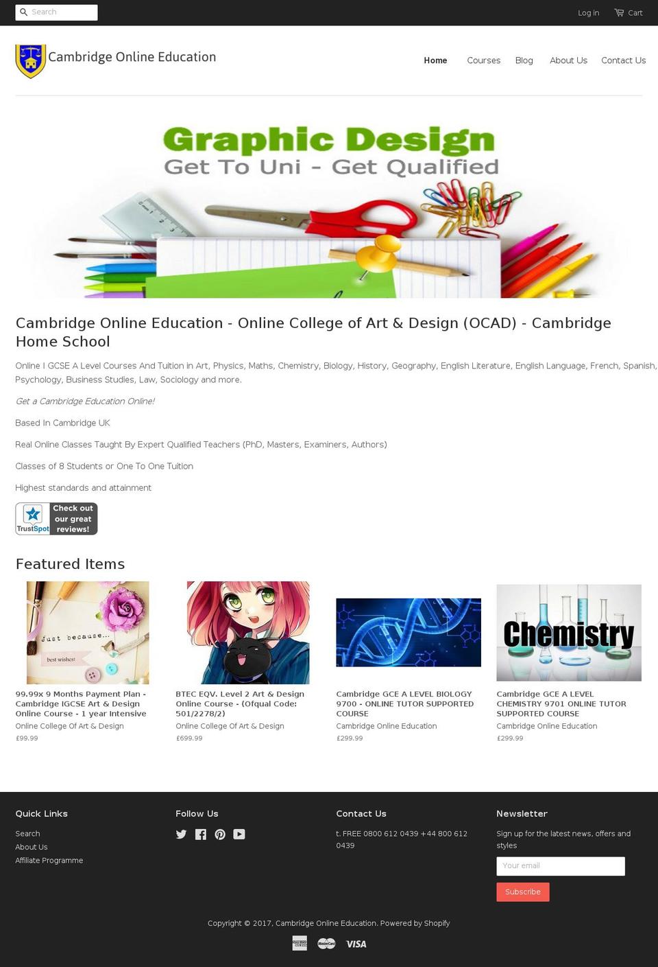 cambridgeonlineeducation.com shopify website screenshot