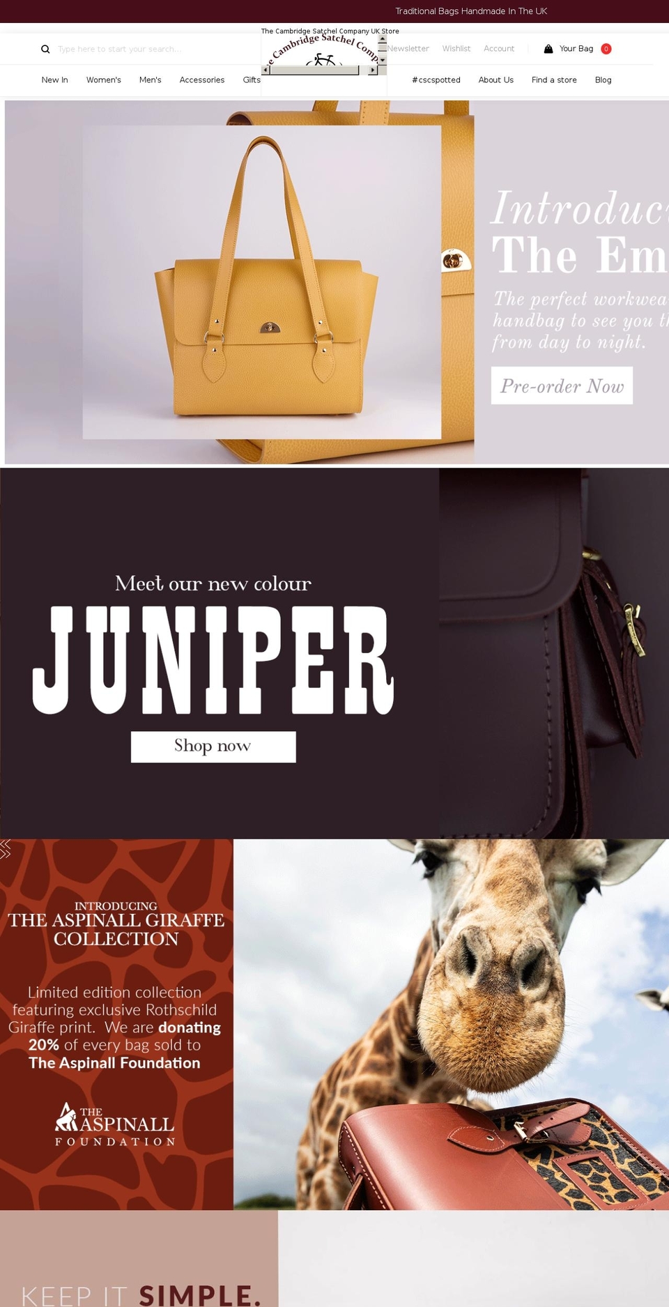 cambridgesatchel.clothing shopify website screenshot