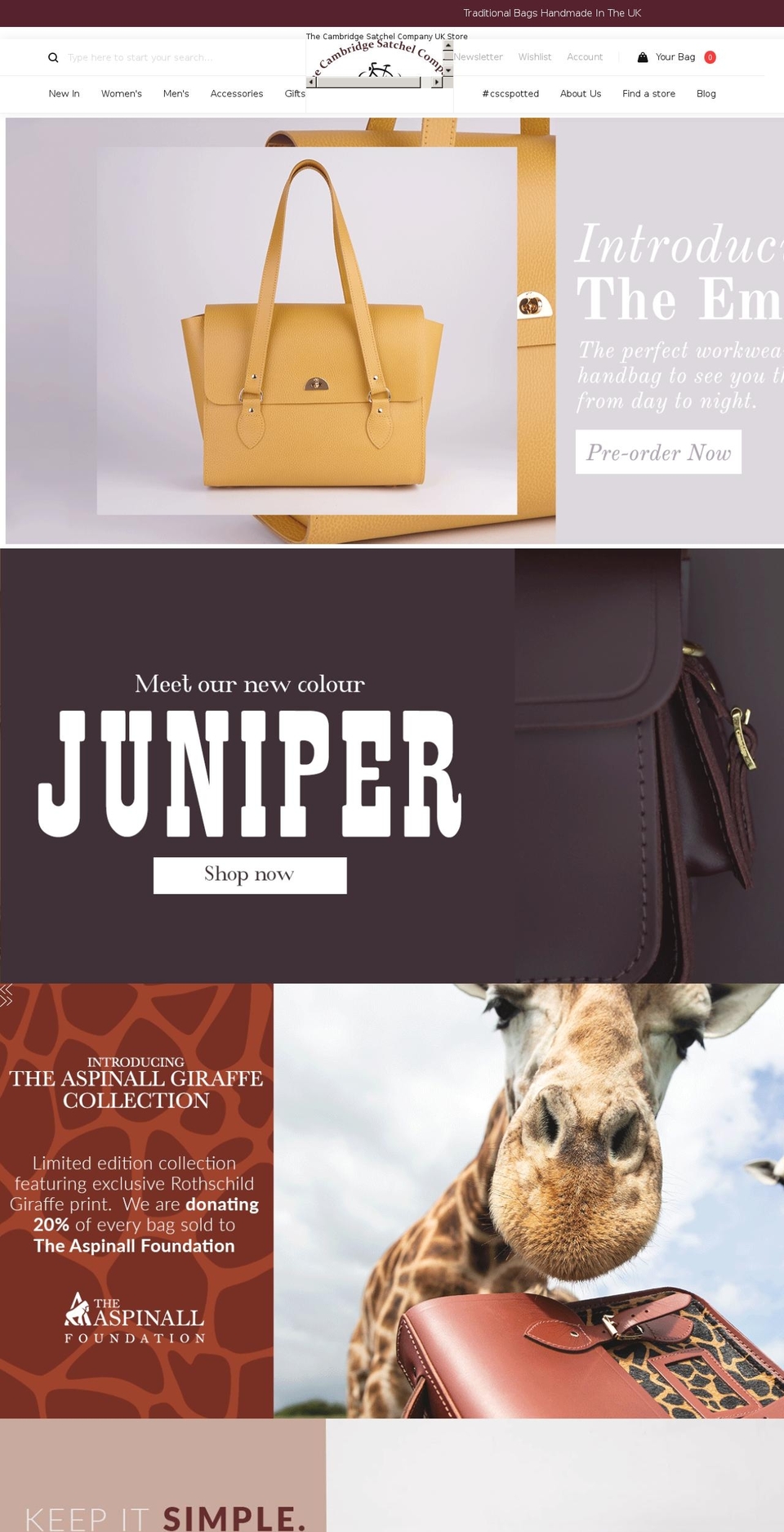 cambridgesatchels.biz shopify website screenshot