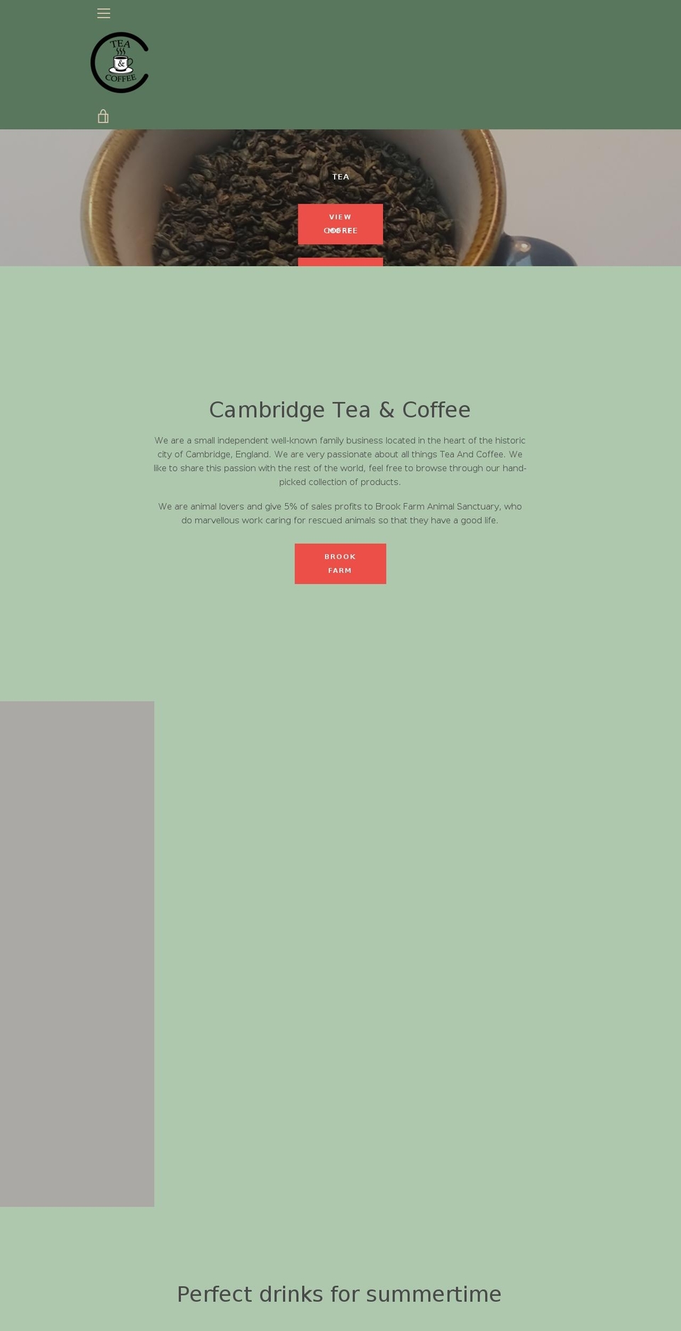 cambridgeteaandcoffee.com — Shopify storefront screenshot