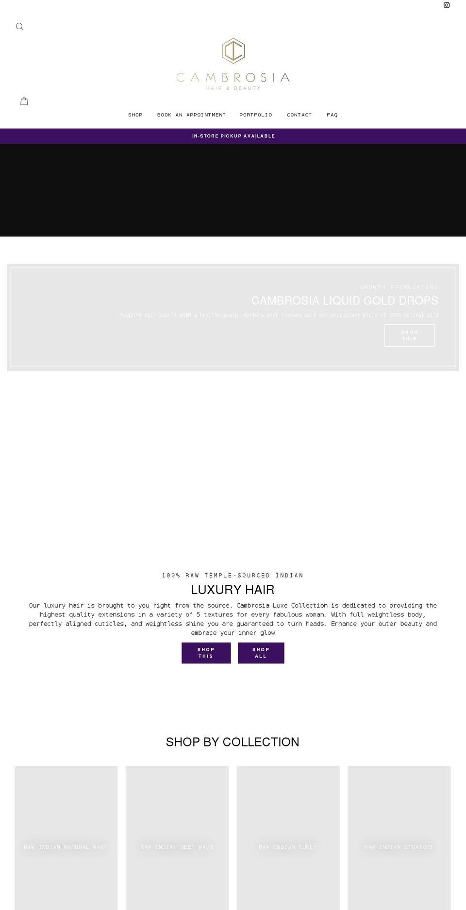 cambrosialuxecollection.com shopify website screenshot