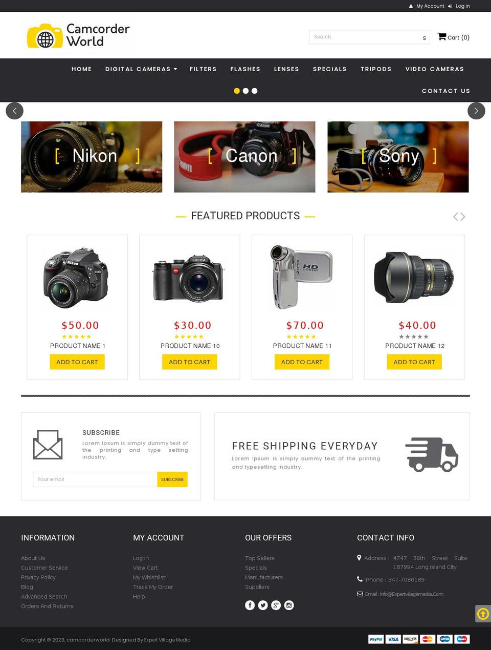 camcorderworld.myshopify.com shopify website screenshot