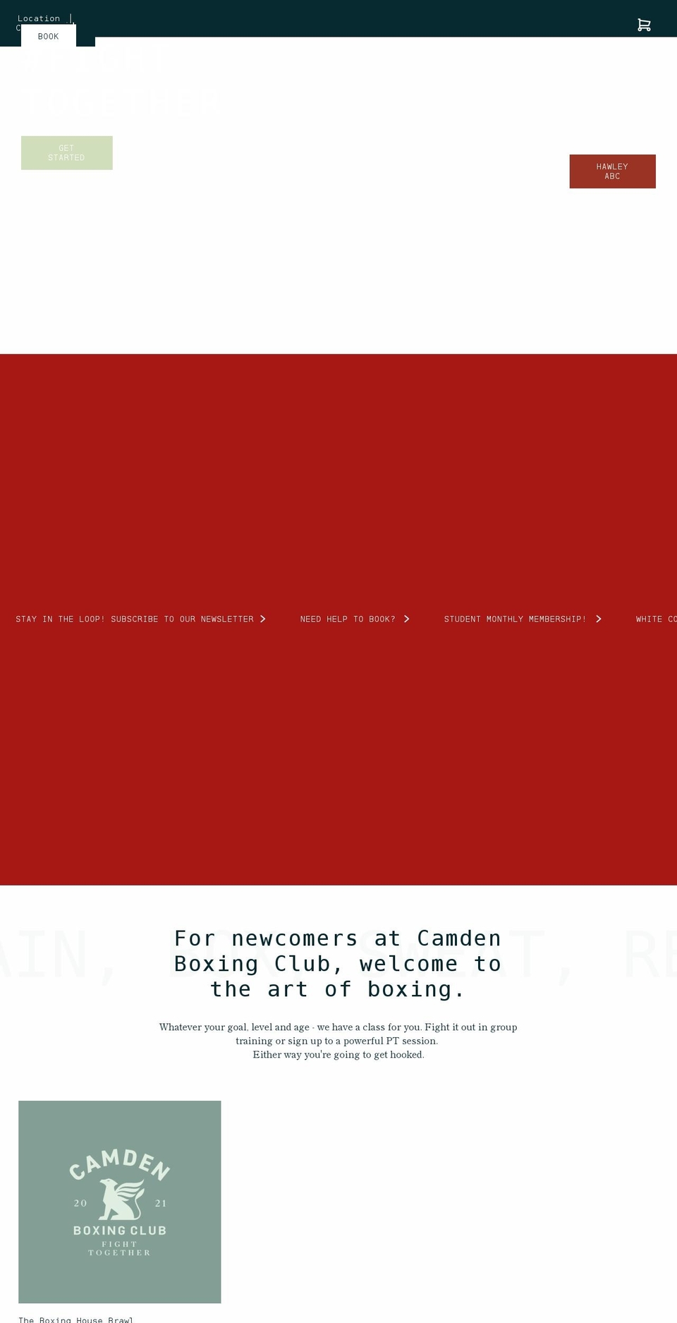 camdenboxingclub.com shopify website screenshot