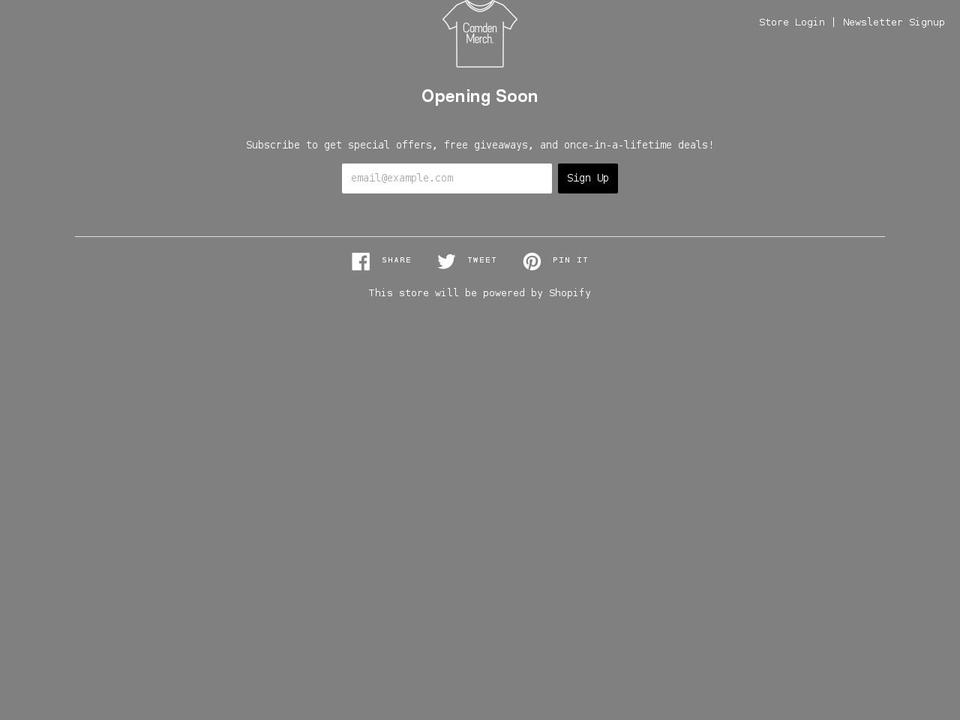 camdenmerch.com shopify website screenshot