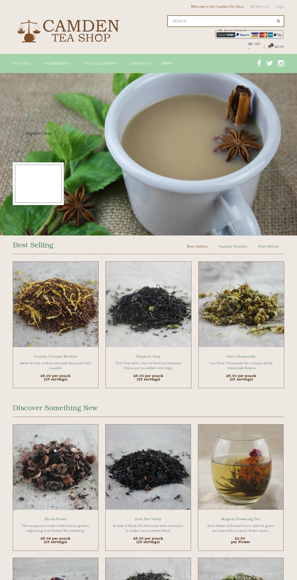 Foodie Shopify theme site example camdentea.shop