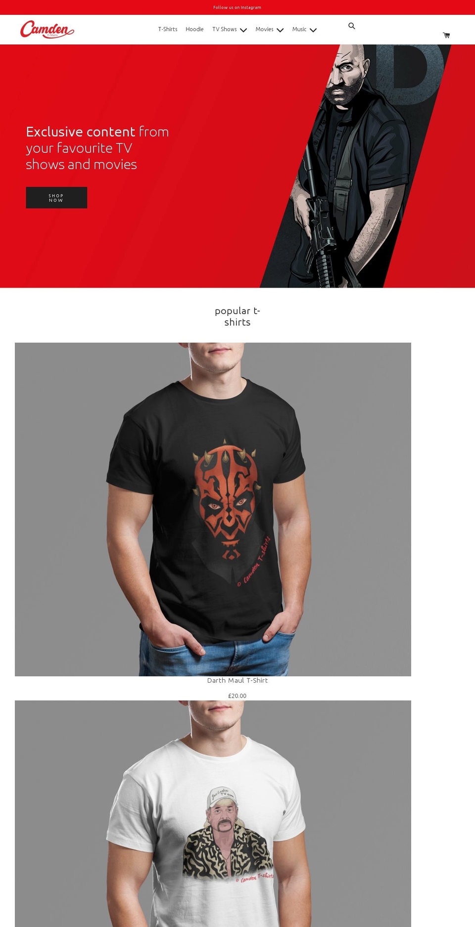 camdentshirts.com shopify website screenshot