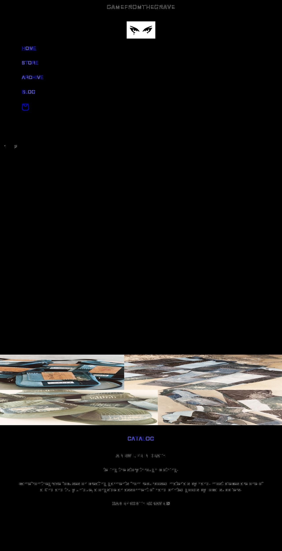 camefromthegrave.com shopify website screenshot