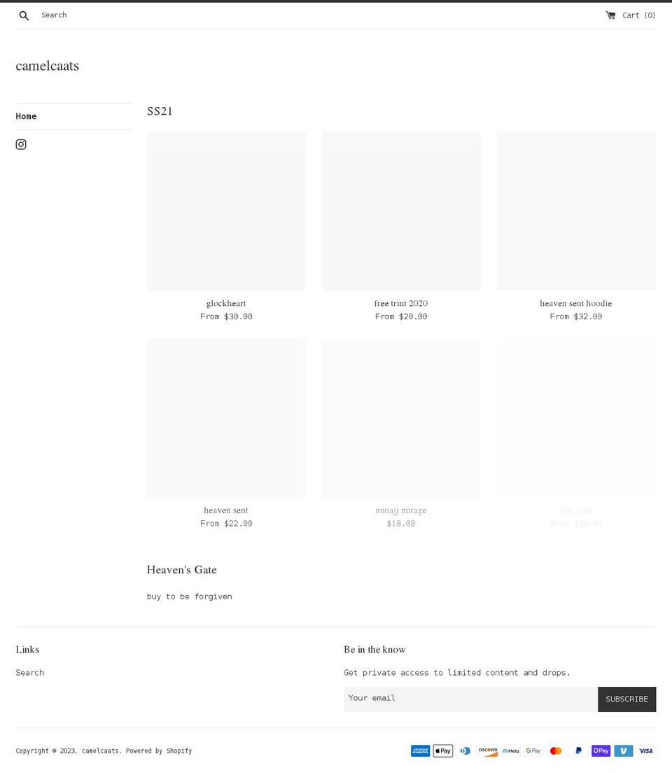 camelcaats.com shopify website screenshot