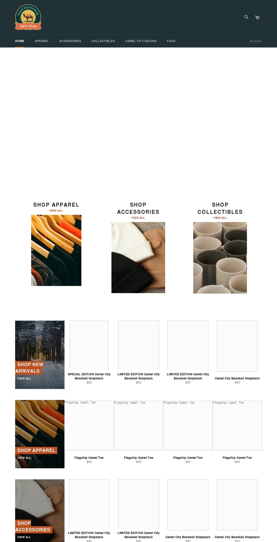 camelcityclothing.com shopify website screenshot