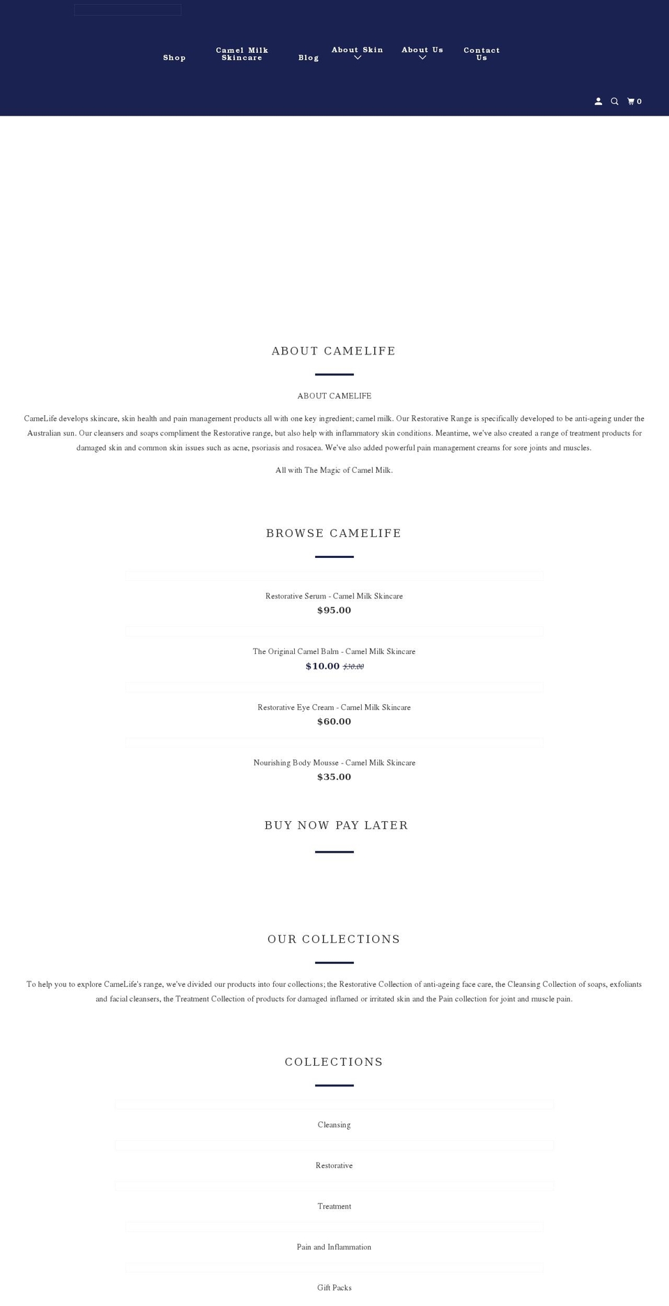 camelife.com.au shopify website screenshot