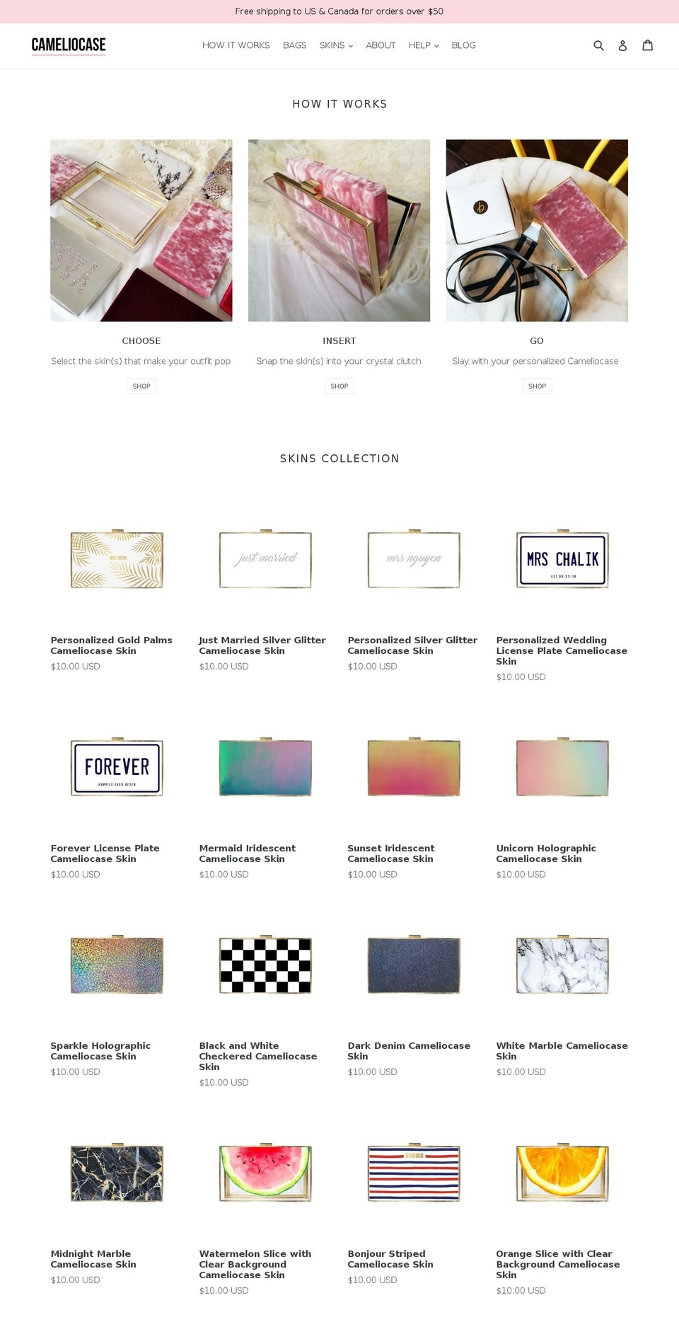 cameliocase.com — Shopify storefront screenshot