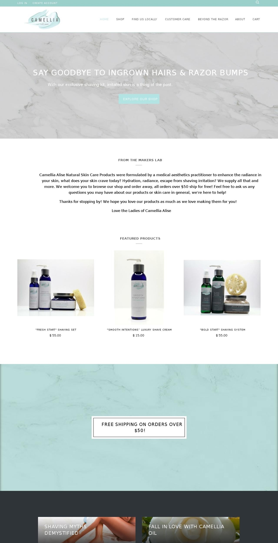 camelliaalise.com shopify website screenshot