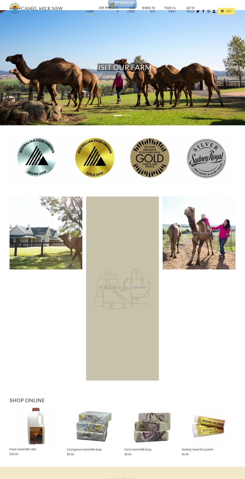 Think Goat Theme Shopify theme site example camelmilknsw.com.au