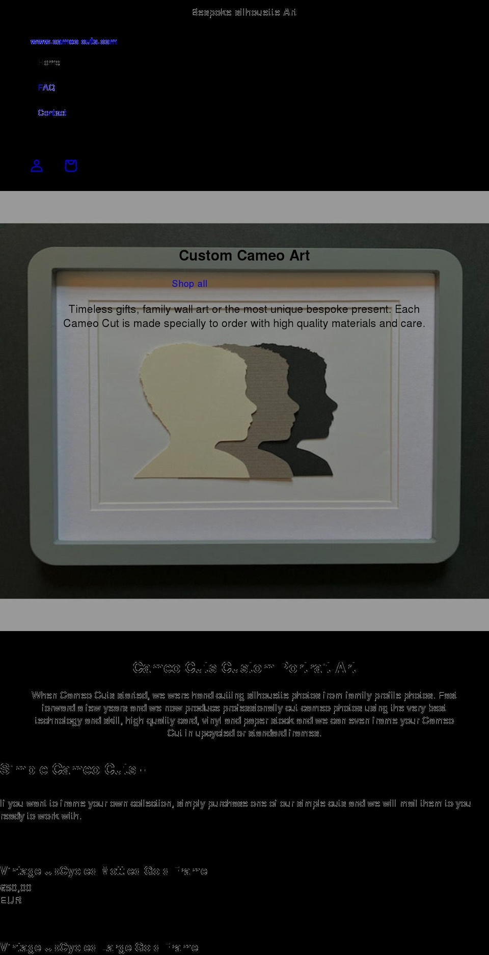 cameocuts.com shopify website screenshot