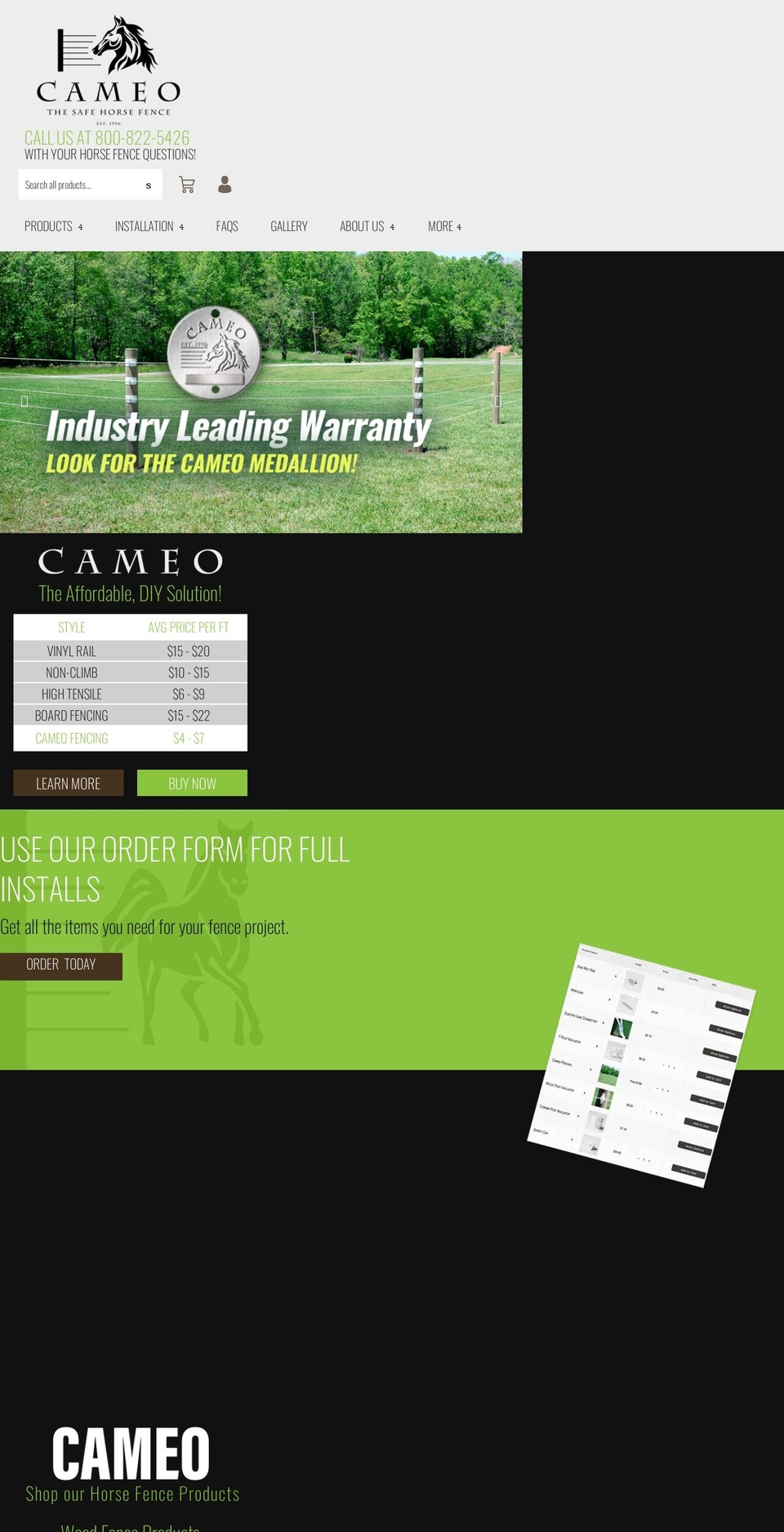 cameofencing.com shopify website screenshot