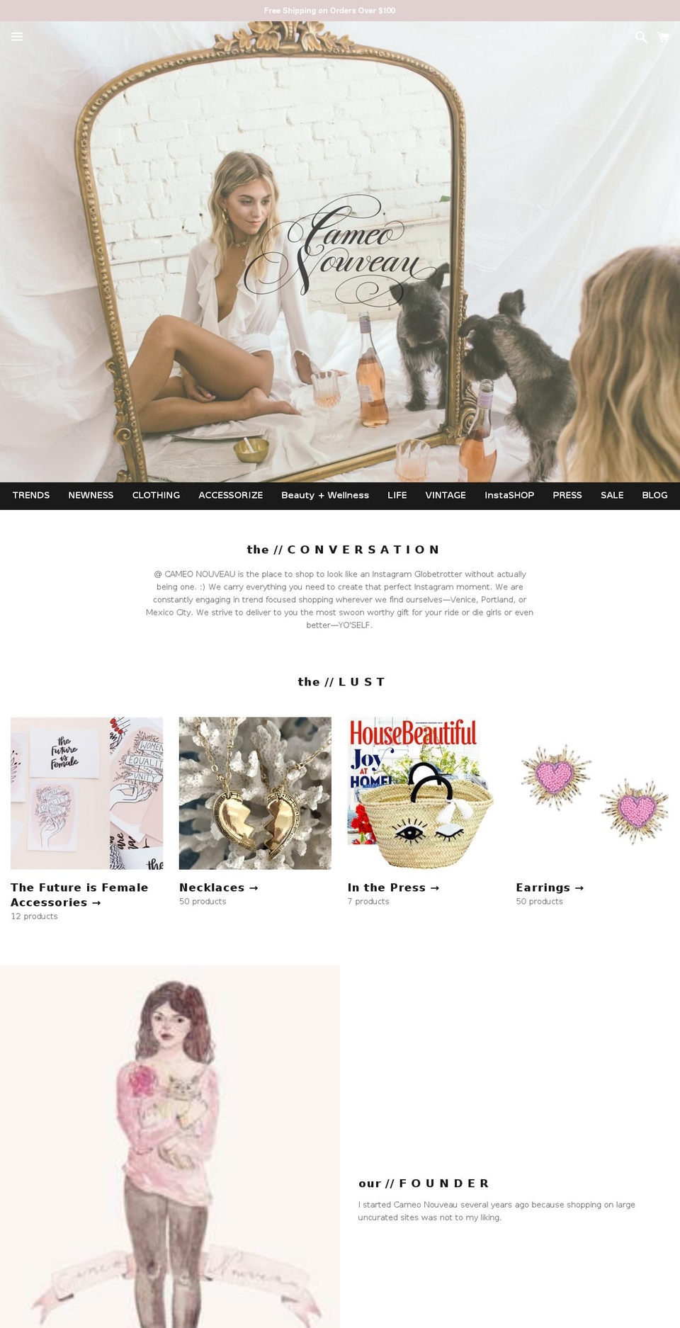 cameonouveau.com — Shopify storefront screenshot