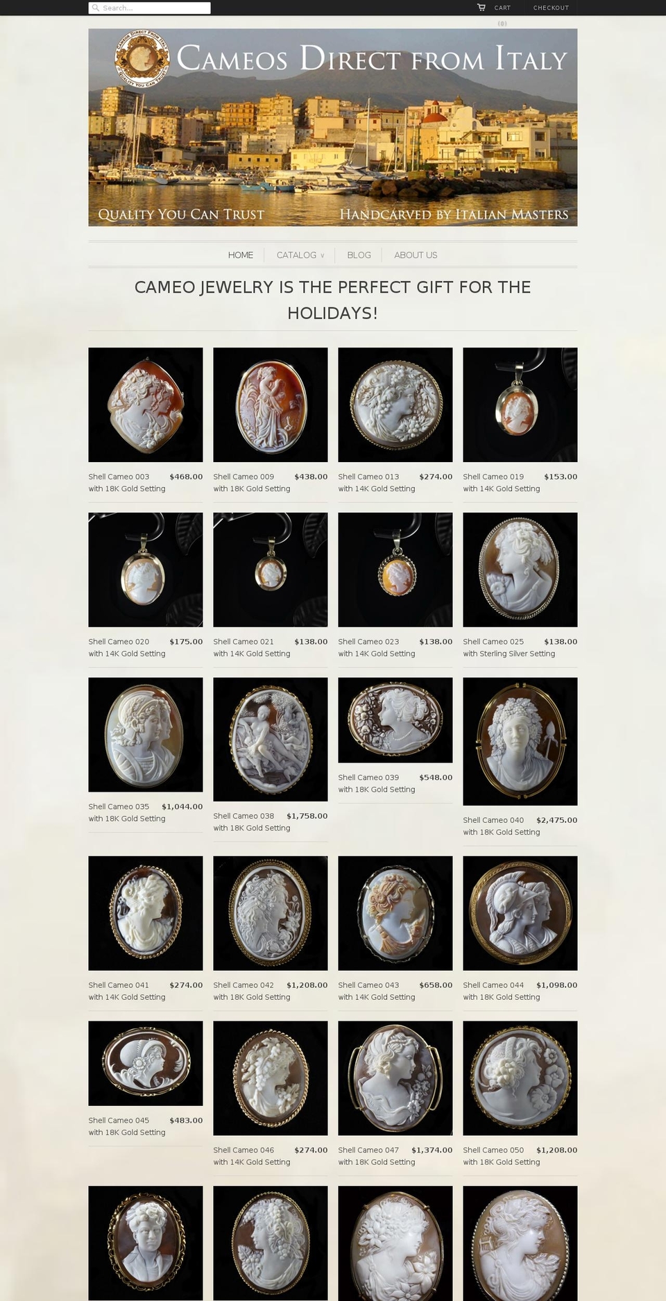 cameosdirectfromitaly.com shopify website screenshot