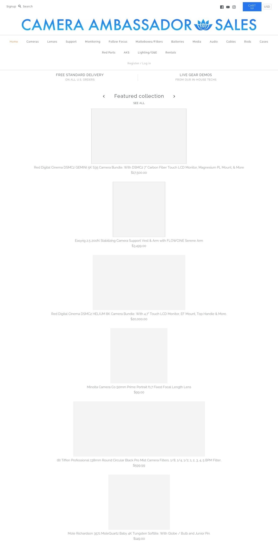 cameraambassadorsales.com — Shopify storefront screenshot