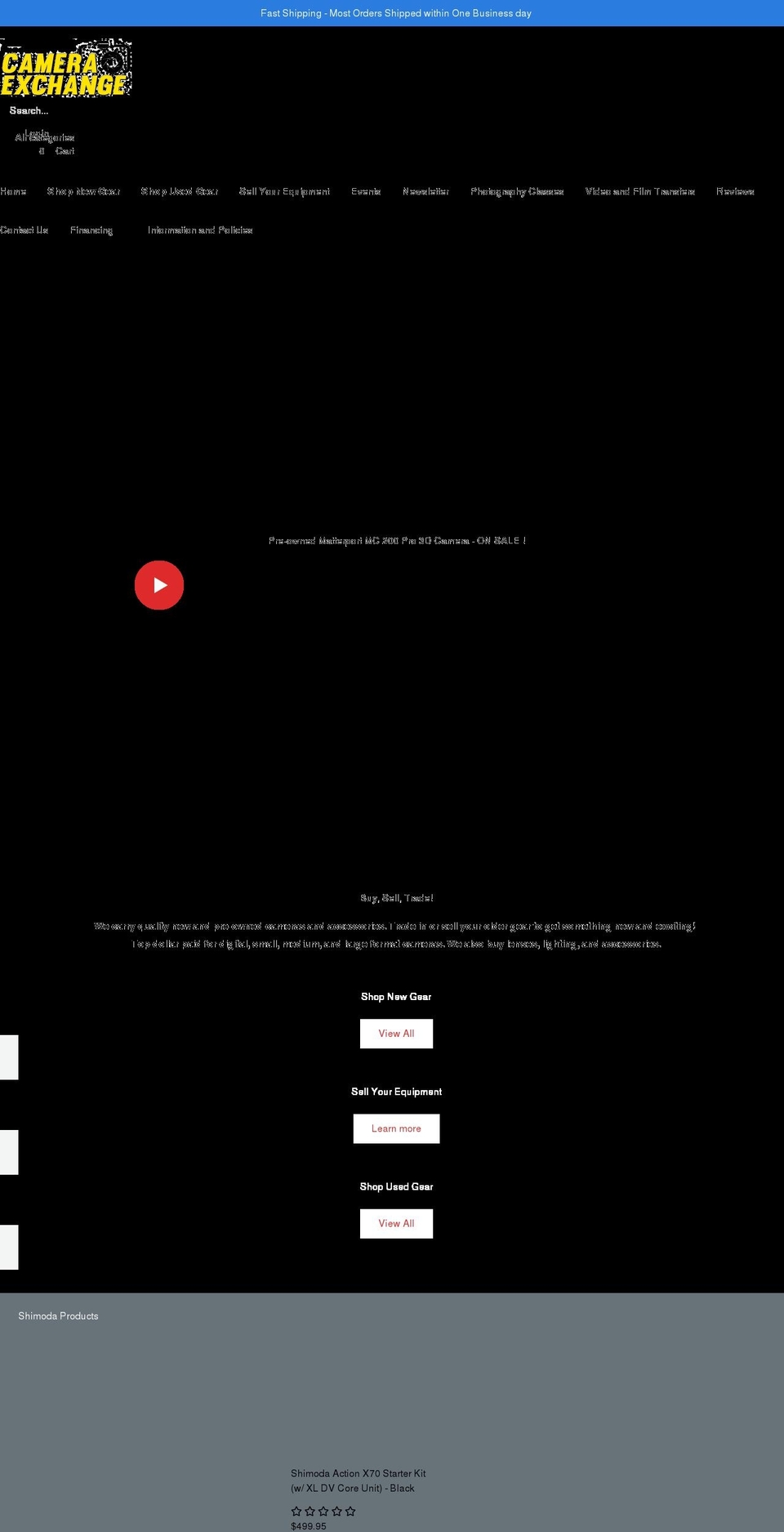 cameraexc.com shopify website screenshot