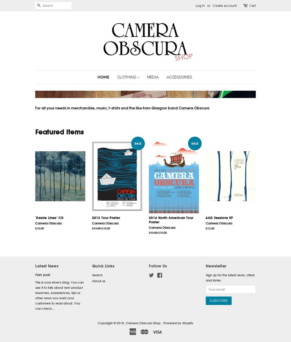 cameraobscurashop.com shopify website screenshot