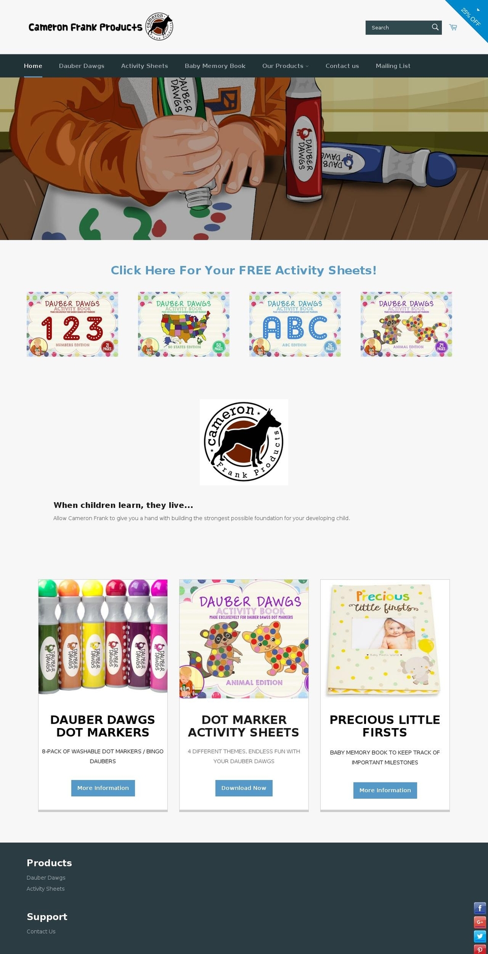 cameronfrankproducts.com shopify website screenshot