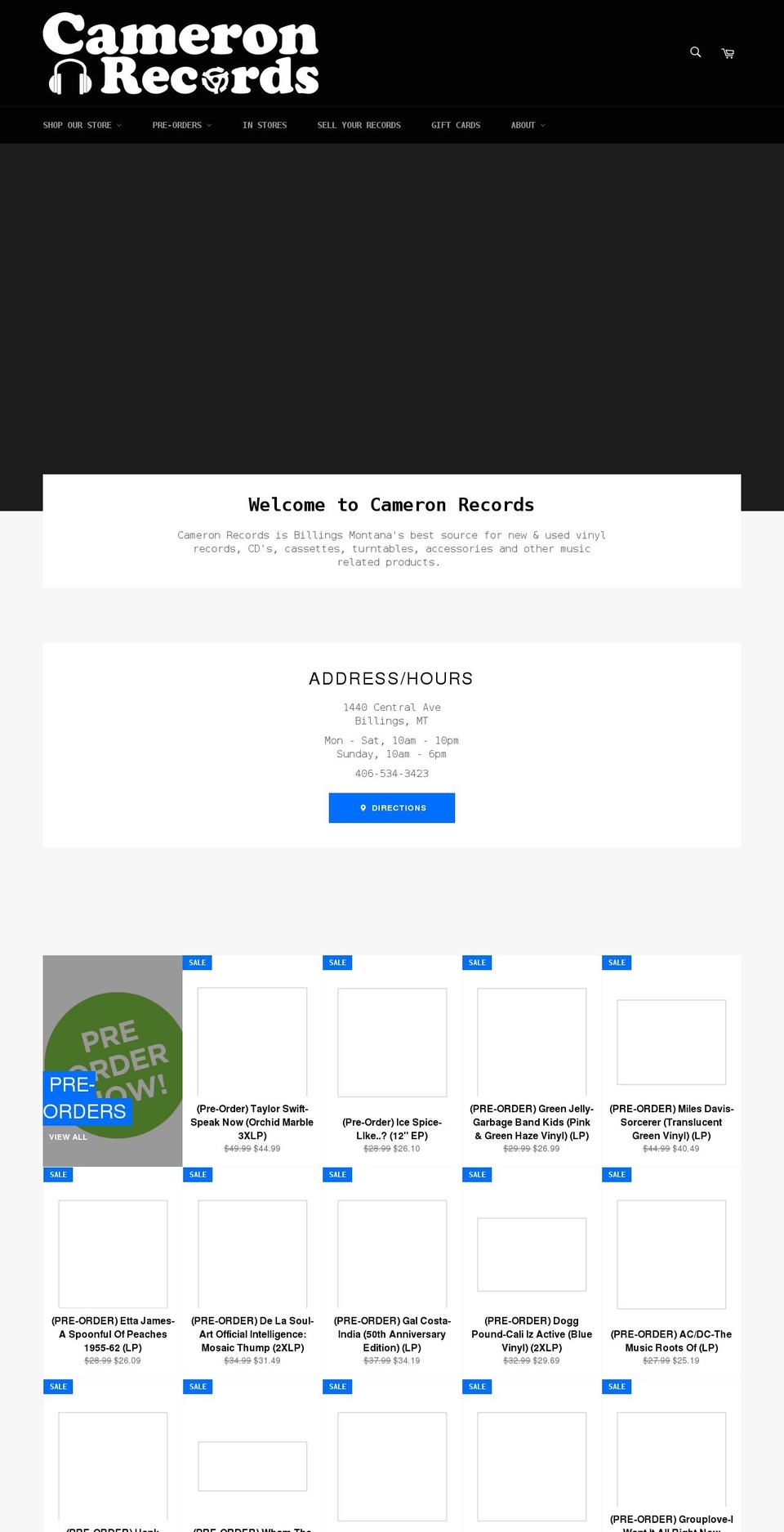 cameronrecords.com shopify website screenshot