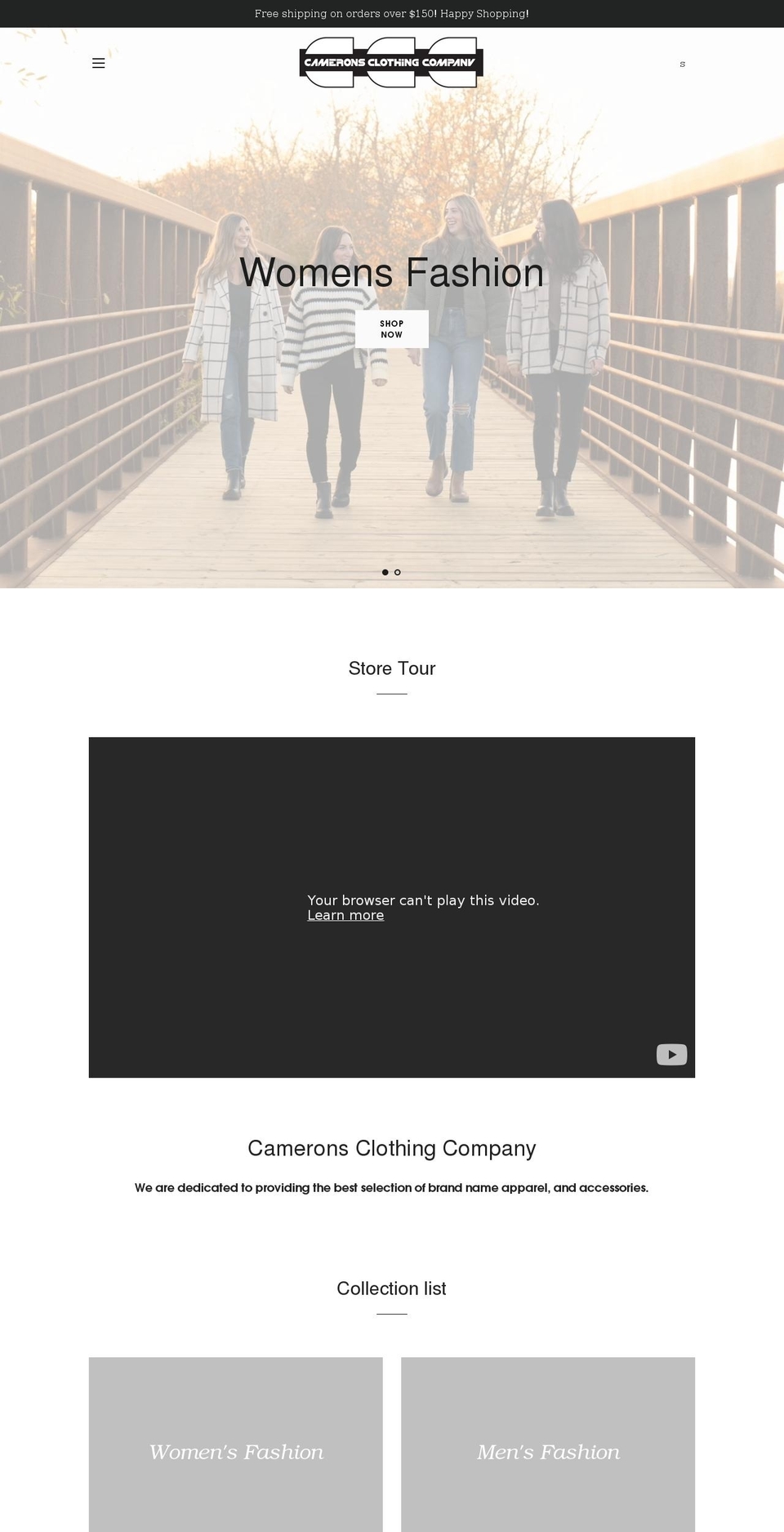 CCC Shopify theme site example cameronsclothing.com