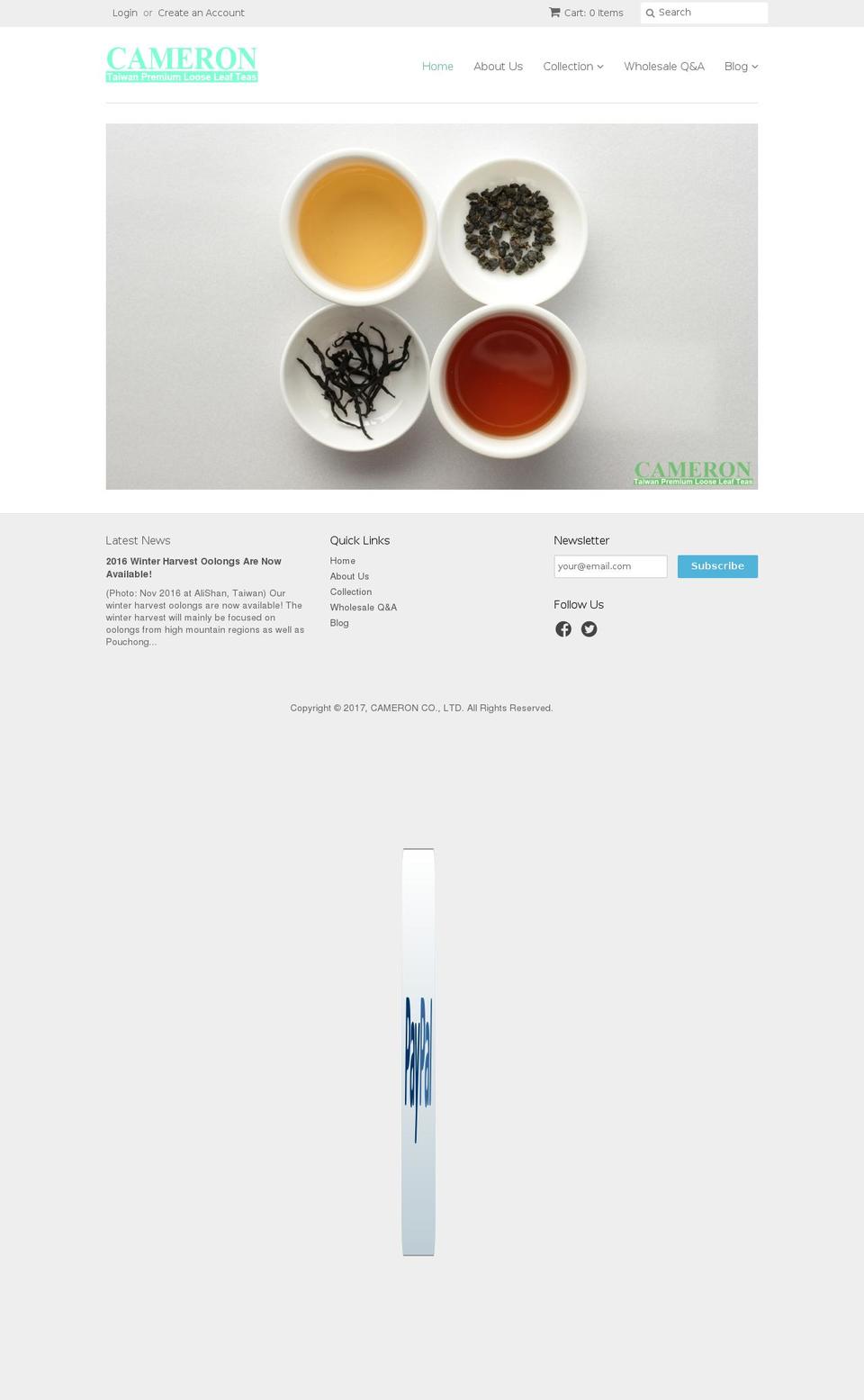 camerontea.com shopify website screenshot