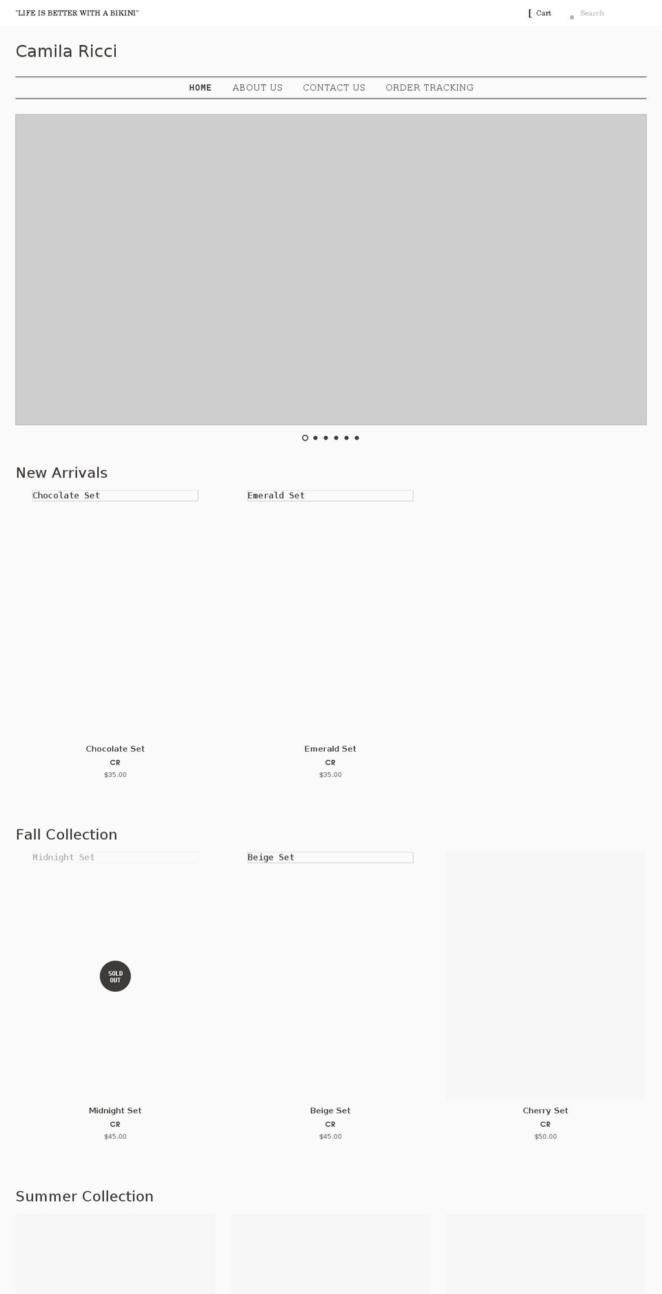 camilaricci.com shopify website screenshot