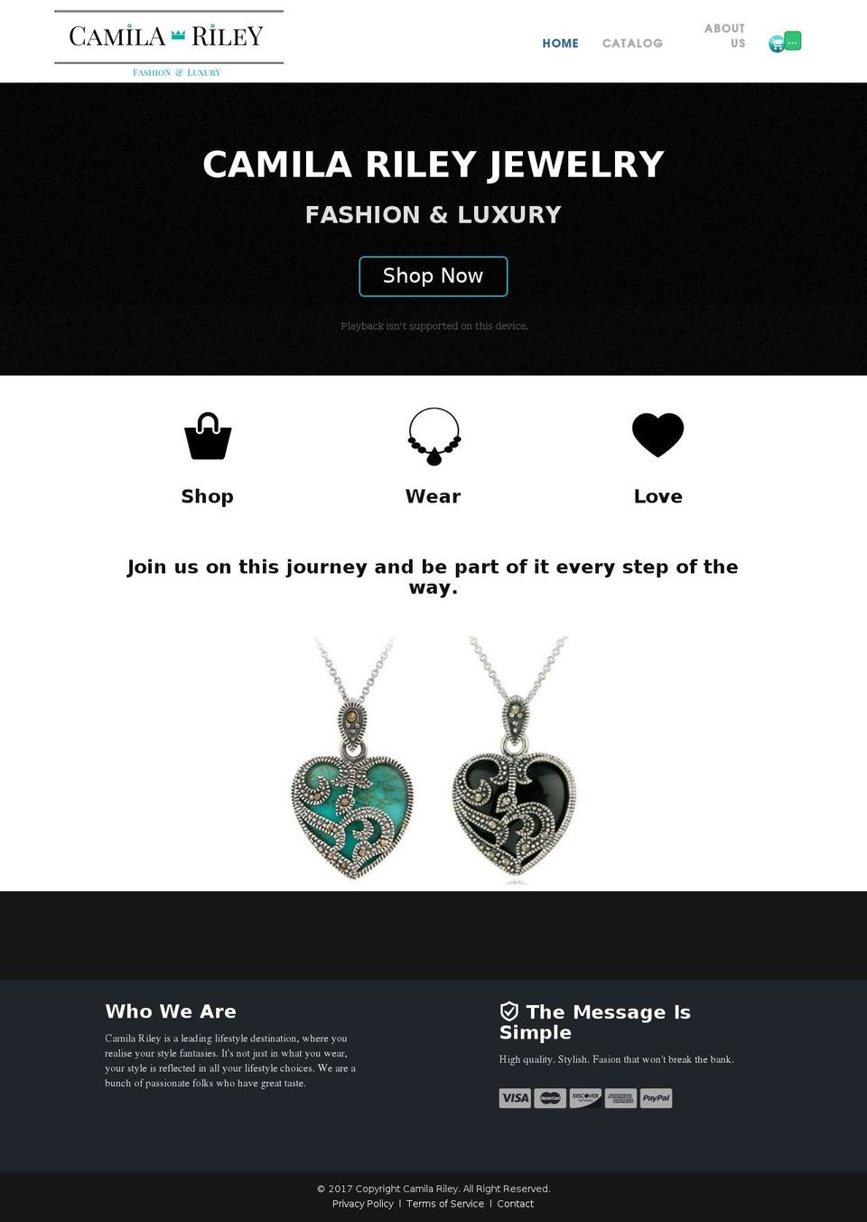 camilariley.com shopify website screenshot