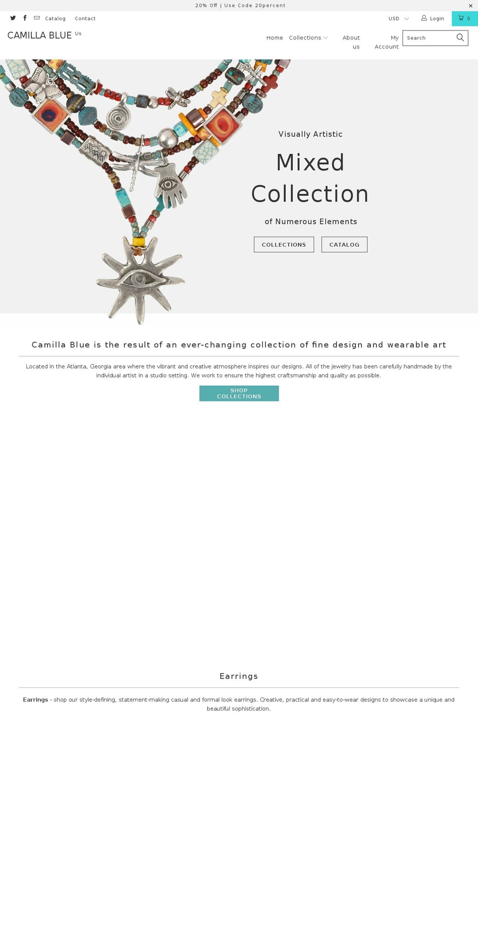 camillablue.com — Shopify storefront screenshot