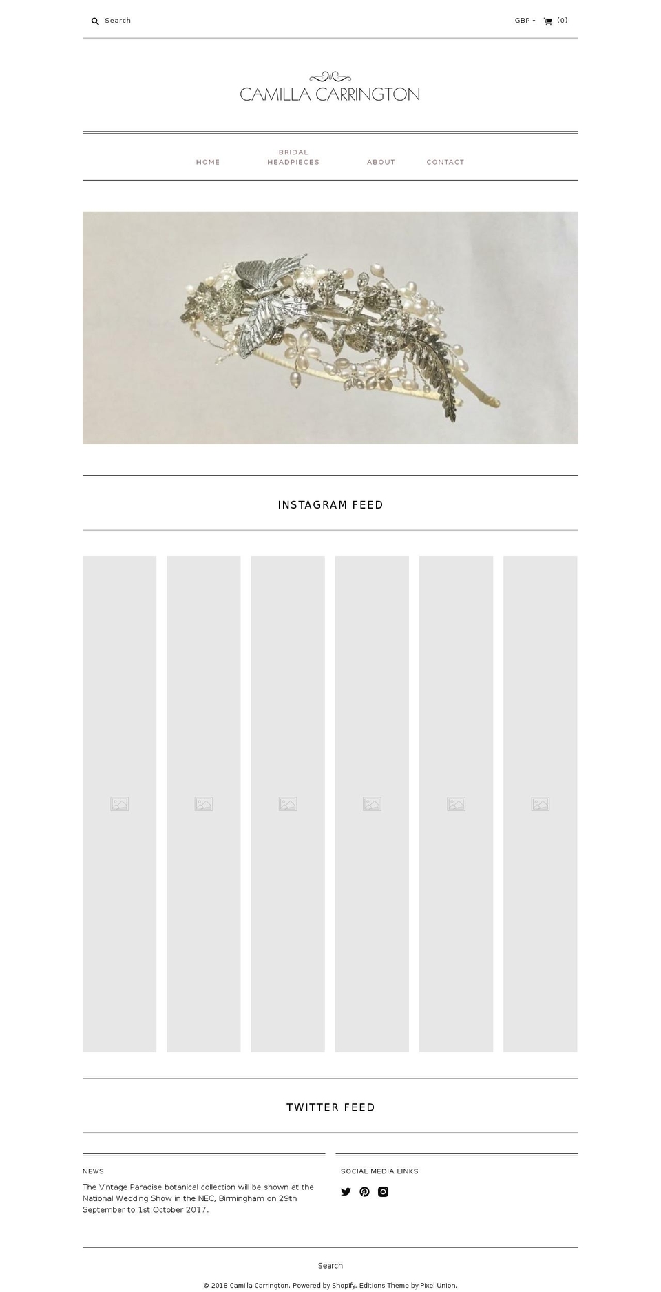 camillacarrington.com — Shopify storefront screenshot