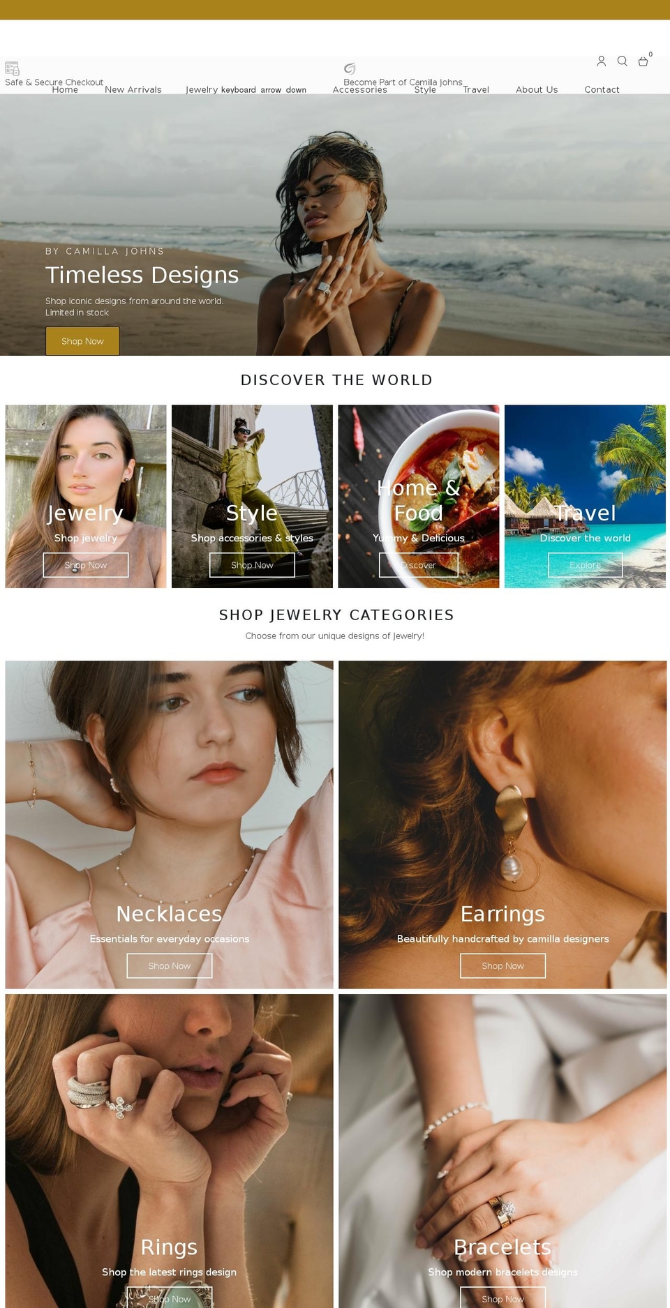 Custom Design Shopify theme site example camillajohns.com