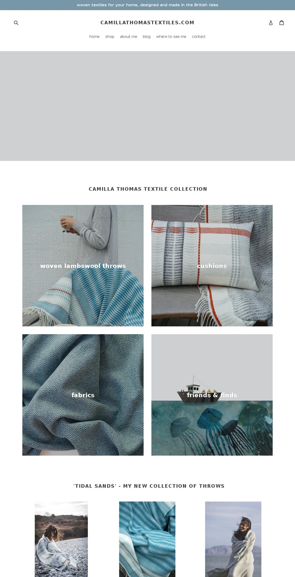 camillathomastextiles.com shopify website screenshot