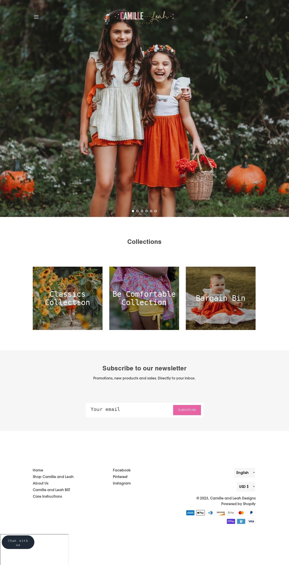 camilleandleah.com shopify website screenshot