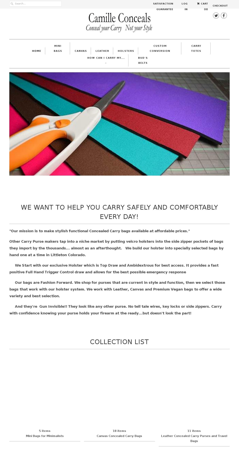 camilleconceals.com — Shopify storefront screenshot