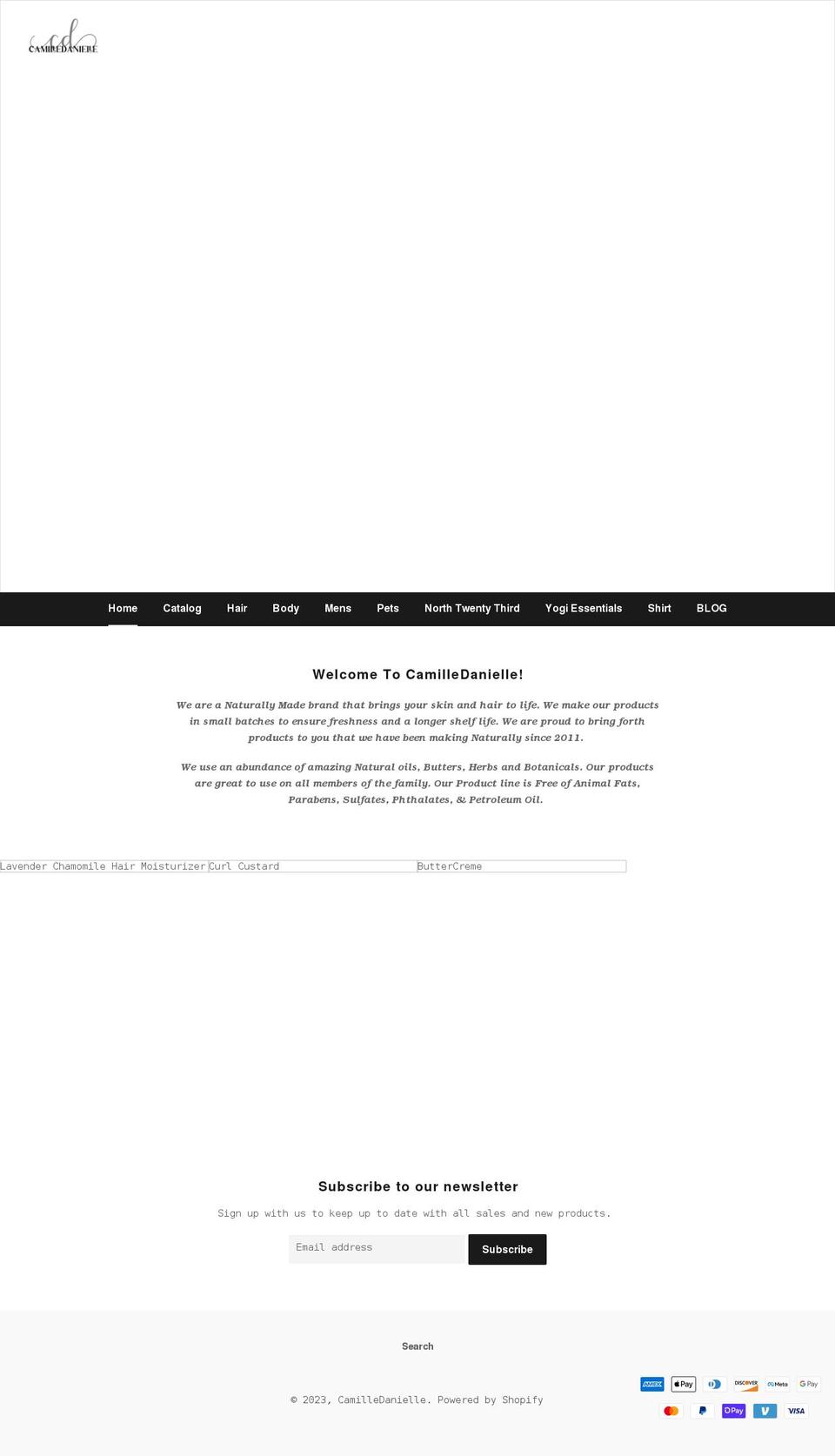camilledanielle.com shopify website screenshot