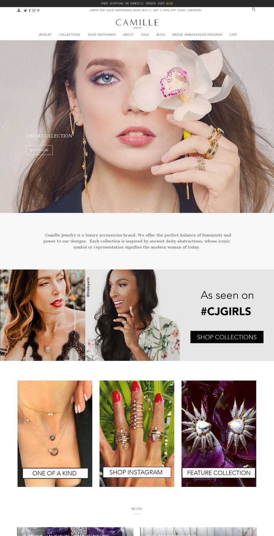 camillejewelry.com shopify website screenshot