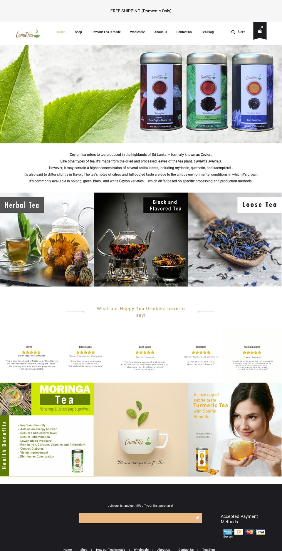 camiltea.com — Shopify storefront screenshot