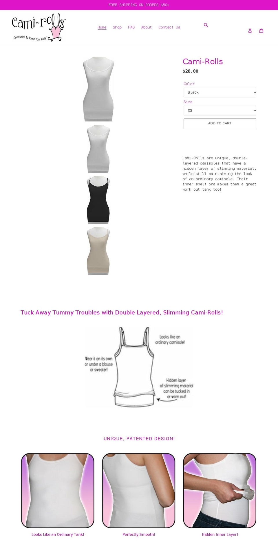 camirolls.com shopify website screenshot